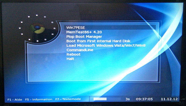 Ekran bootowania Windows 7 Live