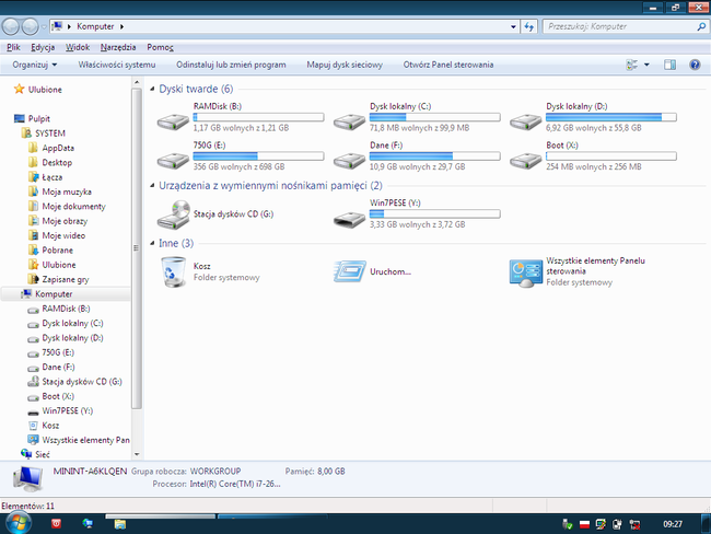 Dyski widoczne po uruchomieniu Windows Live